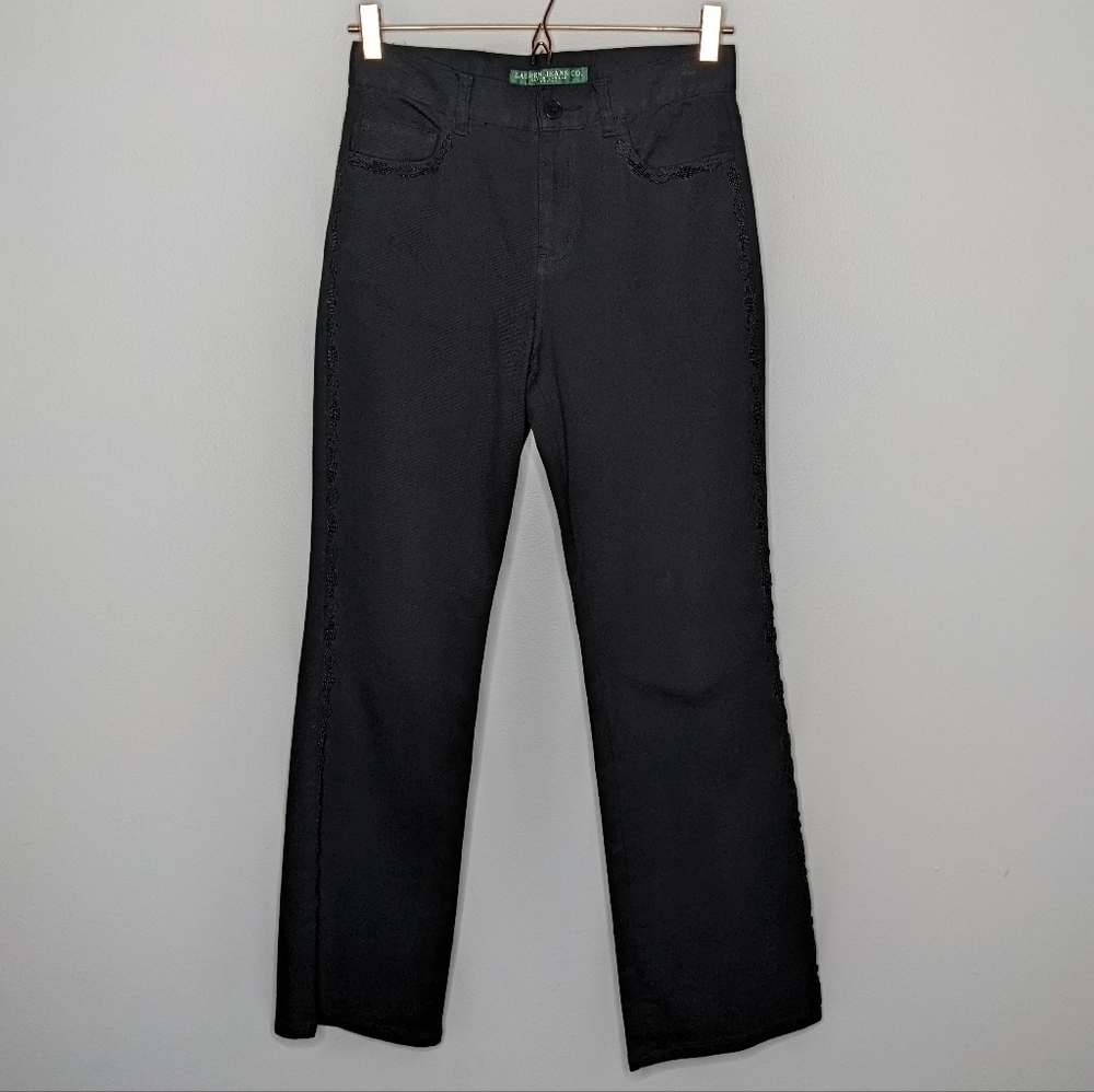 Lauren Jeans Ralph Lauren black denim high rise beaded jean 2P